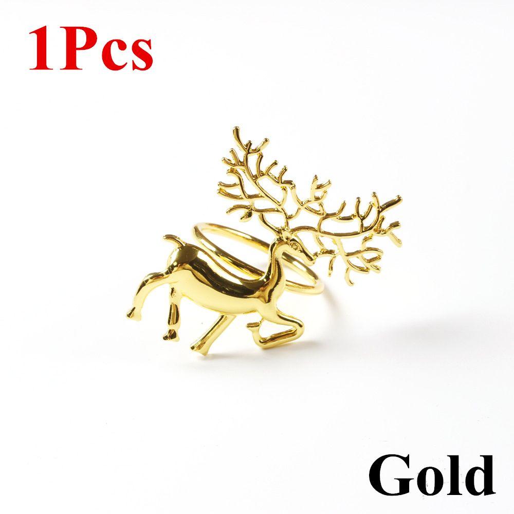 

Craft Table Decoration Kitchen & Bar Party Dinner Happy New Year Laser Cut Wood Deer Elk Napkin Ring Christmas Napkin Holder