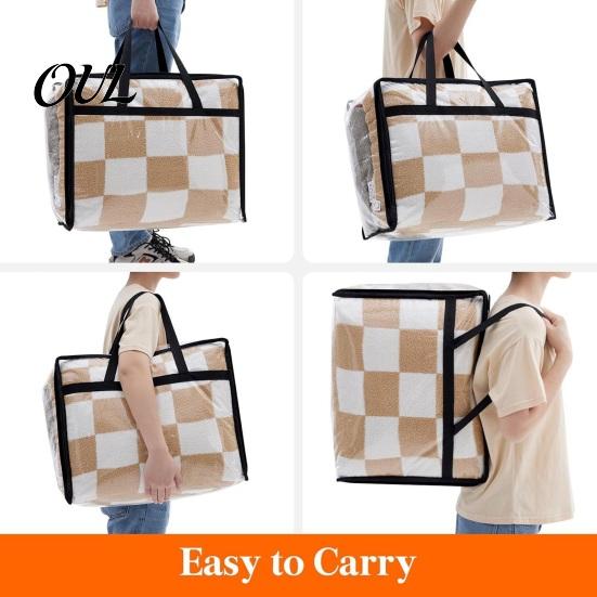 Dust Proof Closet Storage Bin Clear Clothes Bag with Zipper, 40L Capacity Reinforced Handles Moving Bag, Under Bed for Comforters Foldable PVC