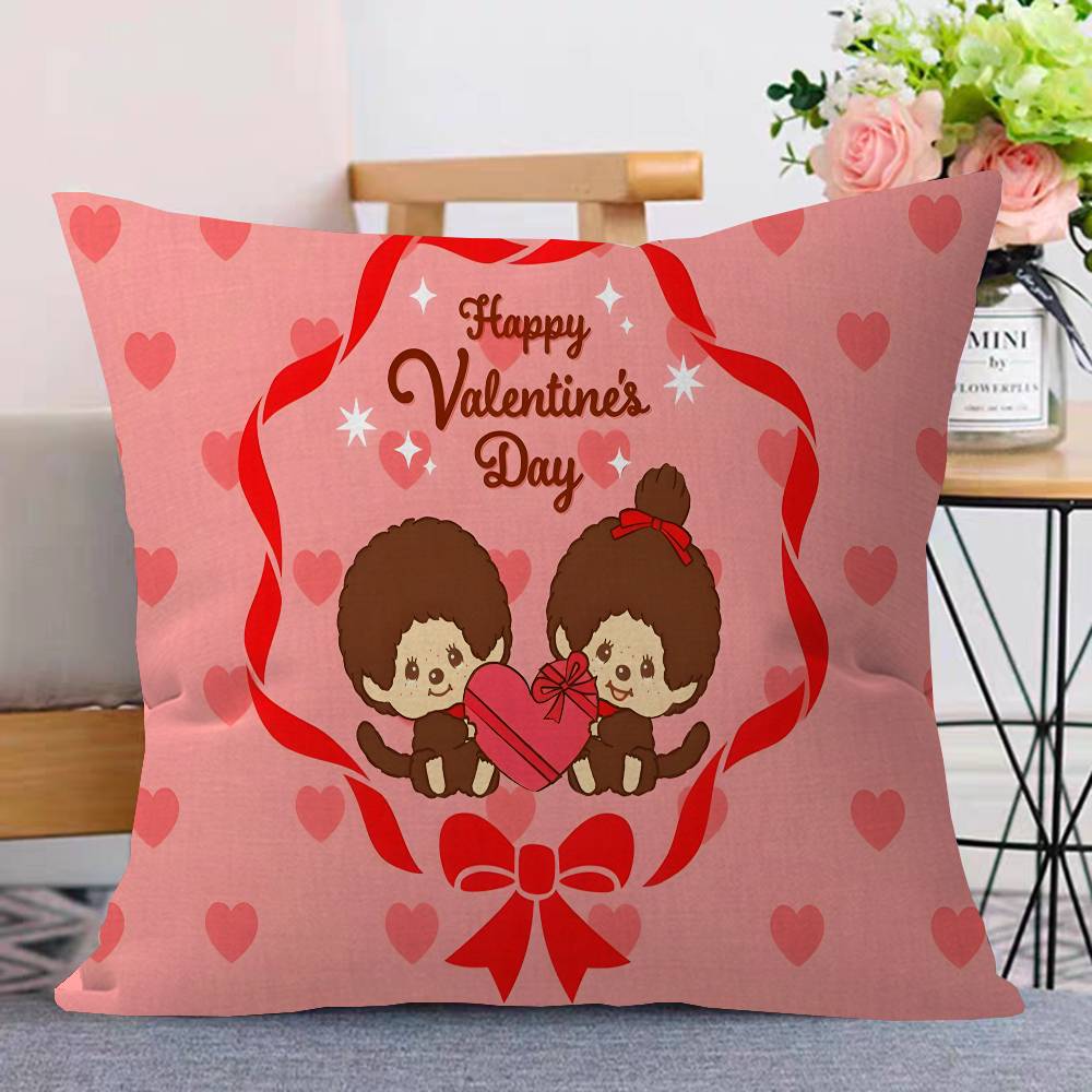 Anime M-Monchhichi Cushion Cover Car Throw Pillow Case For Sofa Car Christmas Gift 40x40cm 45x45cm