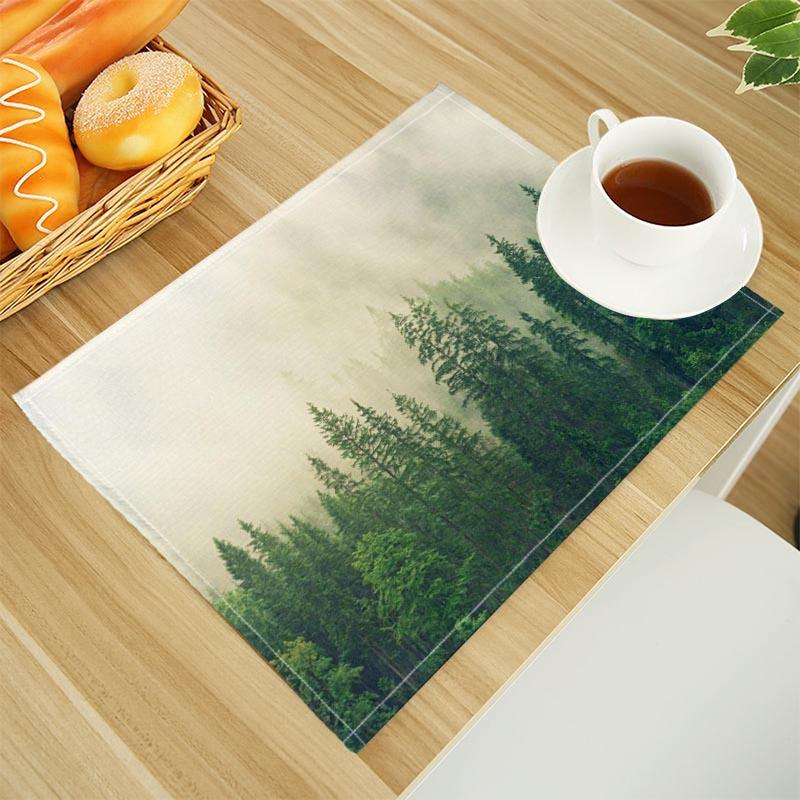 Naturalny leśny podkładka na stół z tkaniny lnianej Podkładki na stół Rodzinny obiad Zastawa stołowa Mata na stół kuchenny 30X45cm
