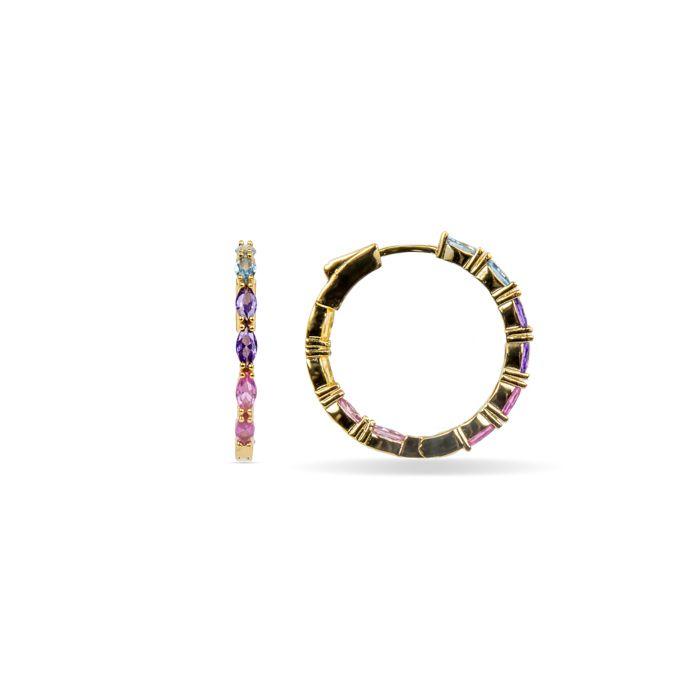 Boucles D'oreilles - Luxenter - Zynsi - Argent 925 - Zircon Multicolore - Or 18k