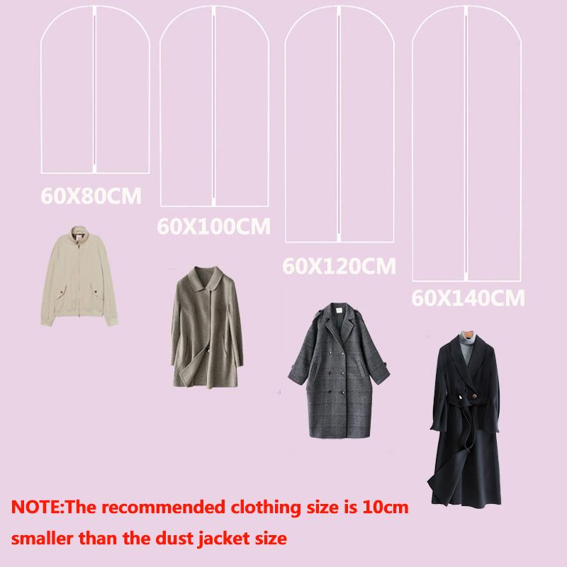 5pcs Clothes Hanging Dust Cover Wedding Dress Cover Suit Coat Storage Bag Transparent Fully Enclosed Clothes Cover With Zipper