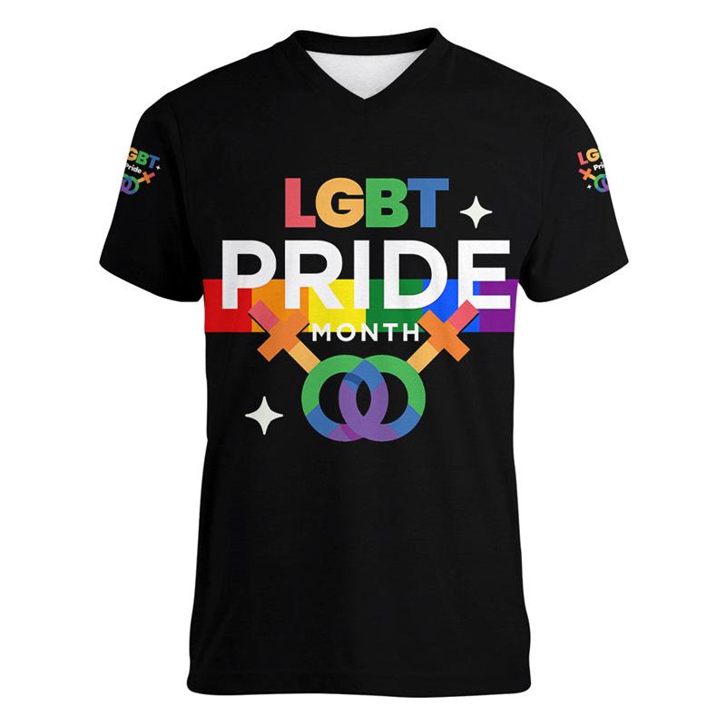 Mode Pride T-Shirt Liebe ist Liebe Regenbogen V-Ausschnitt T-Shirt Straßenfest Kurzarm Oversized T-Shirts