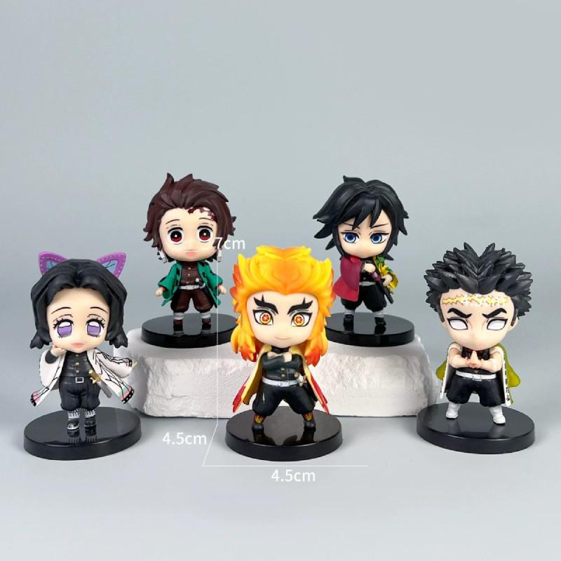 Demon Slayer Pvc Q Version Figurine Set With Collectible Character Dolls For Anime Fans