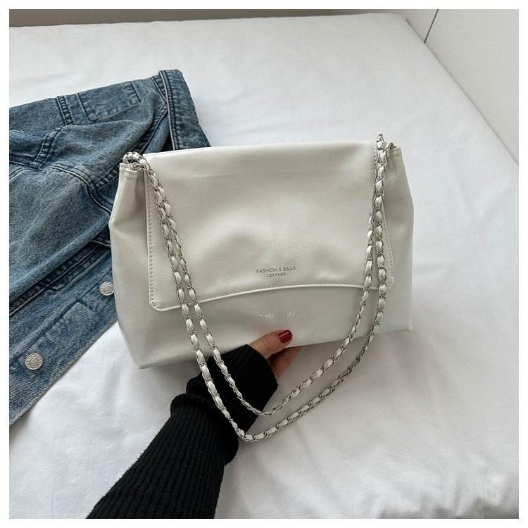 Faux Leather Crossbody Bag for Women Minimalist Chain Shoulder Handbag