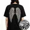 2026 Cotton T Shirt Men Women Short Sleeve Rhinestone Wings Casual Trendy Tee S-4XL