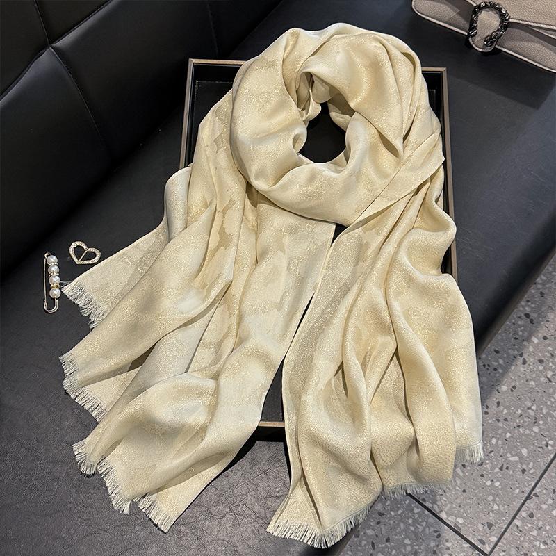 Summer Silk Scarf Female Imitation Silk Printing Long Scarf Thin Shawl With Decorative Leopard Print Tencel Cotton Beach Towel