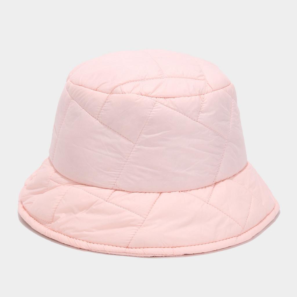 ins new soft and warm plaid simple down cotton basin hat women's tide autumn and winter solid color small fresh bucket hat