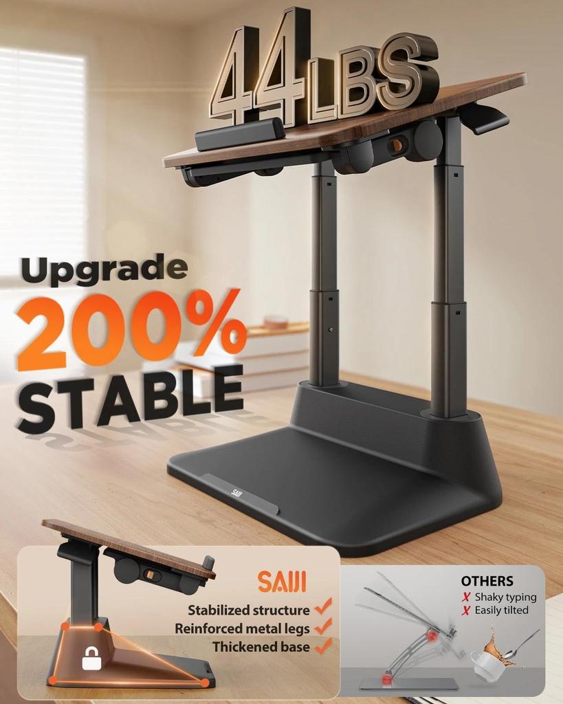 SAIJI Standing Laptop Stand for Stable Laptop Riser with Foldable Mouse 4 Height Adjustable Positions up to Improves MacBook Fits Inch Walnut Desks,