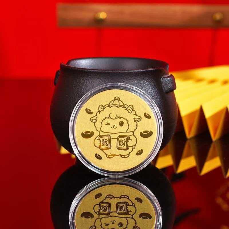 Monete Commemorative in Oro Anno della Capra 2027 Multiple Esquisite Designs Con Custodia Trasparente Per Regali di Capodanno Souvenir Collezione