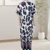 Women Summer T-shirt Shift Dress Leopard Print Short Sleeve V Neck