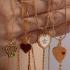 French Retro 18K Gold-Plated Stainless Steel Enamel Pendant Earrings & Necklace Series
