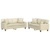 2 Piece Sofa Set with Cushions Cream Faux Leather