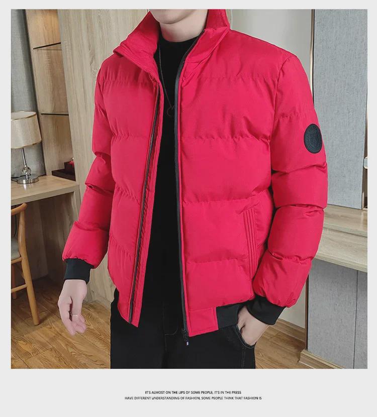 Brand Men's Thick Warm Down Cotton Jacket - Autumn/Winter Casual Stand Collar, Slim Fit.