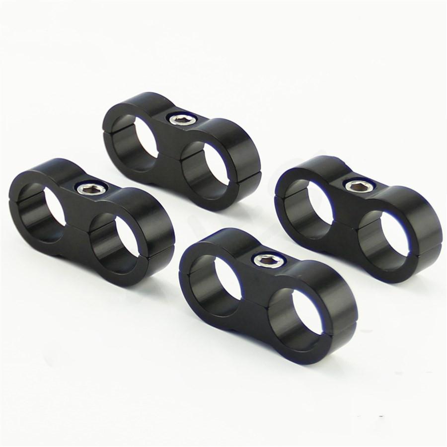 4Pcs AN10 19MM Hose Separator Clamp Fitting Adapter Bracket Black for Tidy Hose