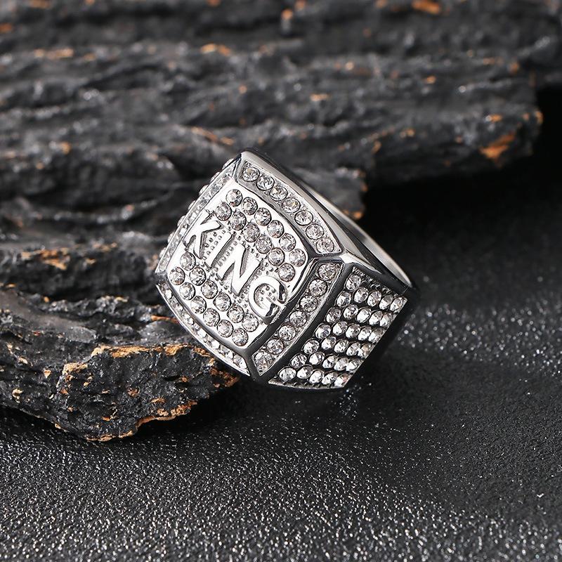 Creativity Men's Punk Hip Hop Rhinestone Ring Trendy KING Ring Fashion Jewelry Wedding Party Valentine Gift