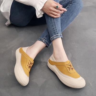 Atmungsaktive Mutterschuhe mit runder Spitze 2025 Sommer neue modische Retro-Freizeit-Damen-Slipper faule alte Pekinger Stoffschuhe