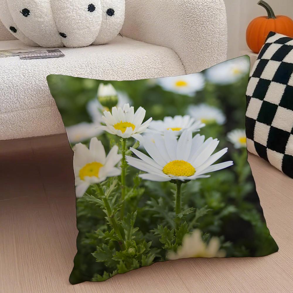 cheerful Natural Flowers in Photography Cushion Cover Throw Pillow Cover Hidden Button Durable Polyester Chair Cushion