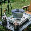 Outdoor faltbarer Topf mit 2 faltbaren Schüsseln, hitzebeständiger Kochtopf, Geschirr, Edelstahl für Wandern, Rucksacktouren