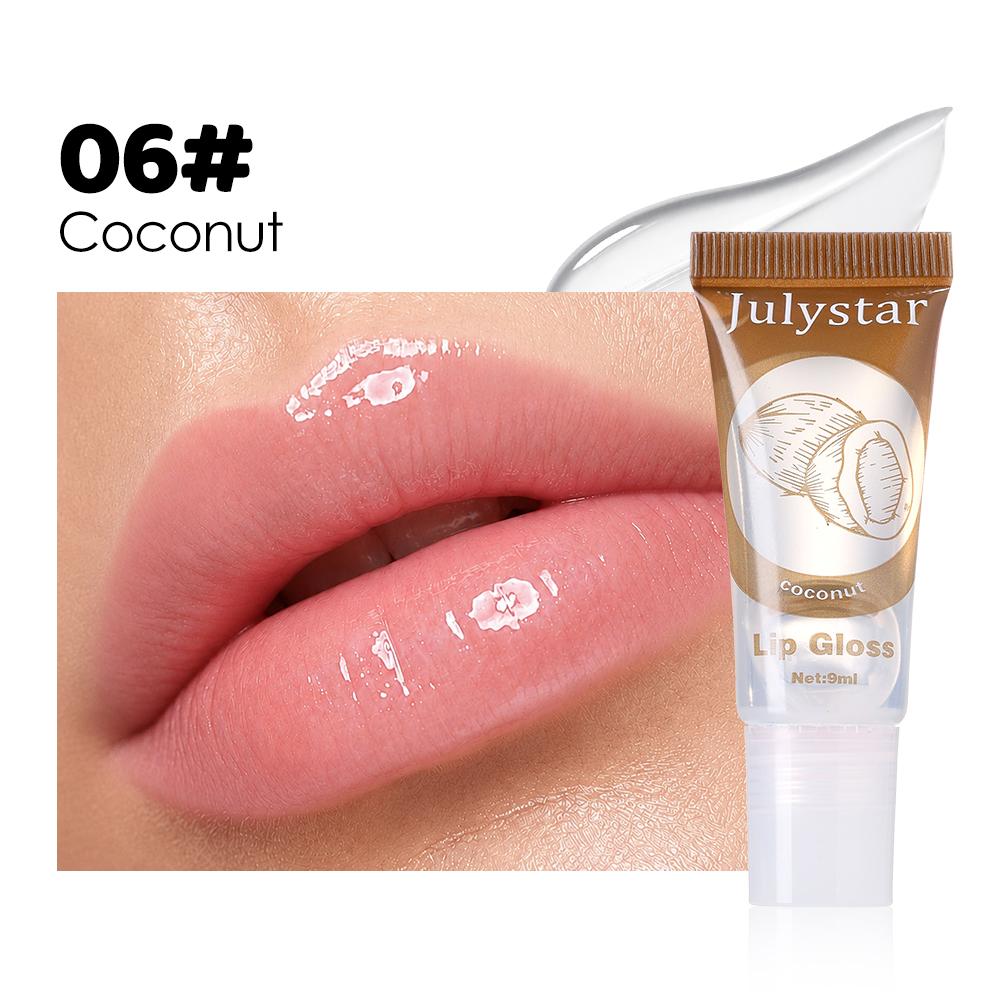 Julystar Clear Fruit Lip Gloss Oil, High Shine Mirror Dewy Lip Glow Balm, Long Lasting Hydration Moisturizing Non-Sticky Plumping Lip Stain Makeup