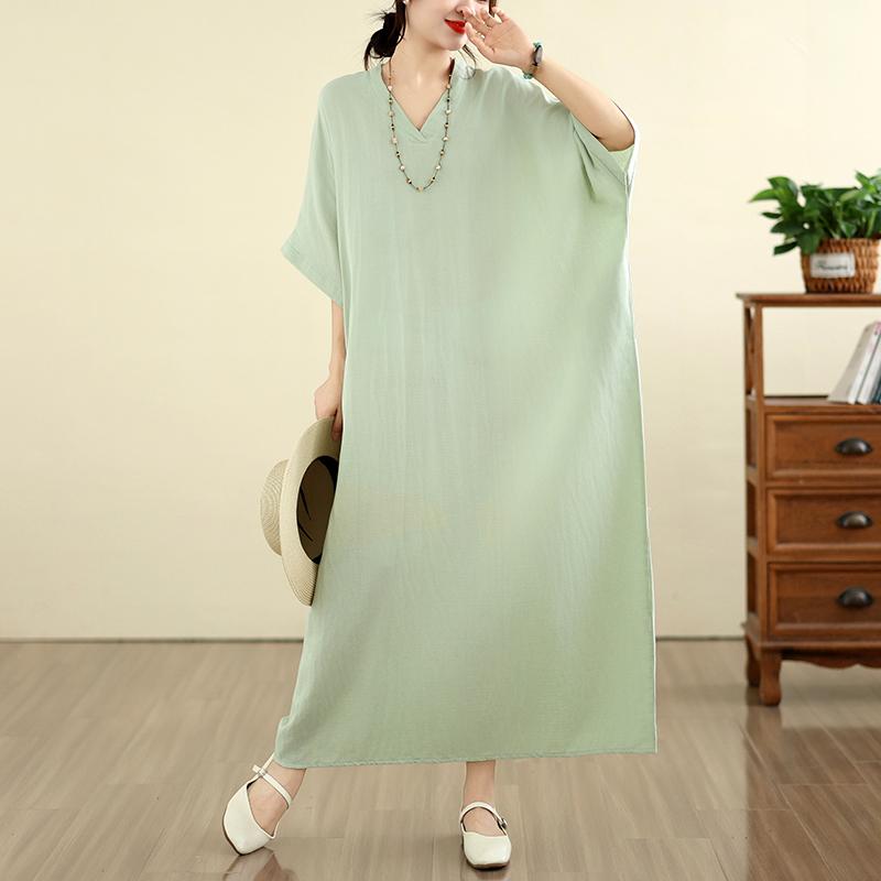 DIMANAF New 2026 Women Plus Size Summer Casual Sundress Long Dress Cotton Loose Oversize Maxi Beach Solid Elegant Lady Holiday