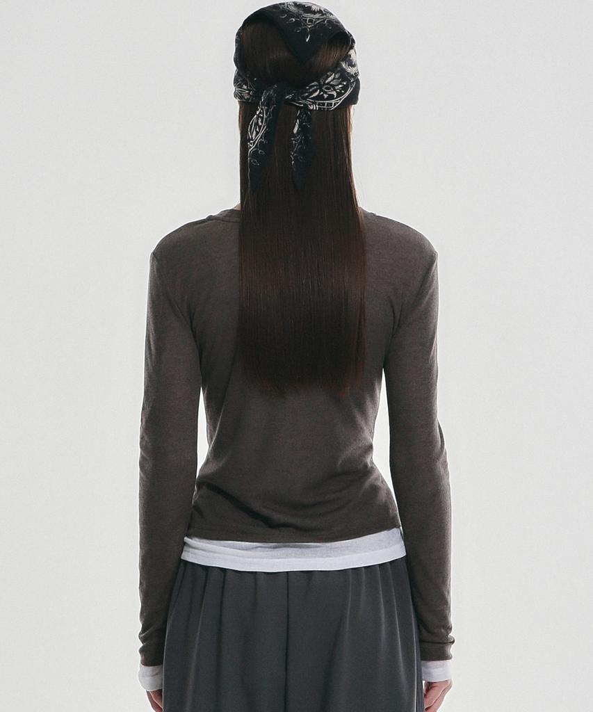 Nigaennikol Double Layered Long Sleeve Top_Charcoal