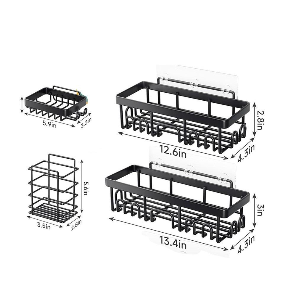 Useful Metal Bathroom Shelf Adhesive Drain Wall Mounted Shelf Removable Space Saving Shower Storage Rack Shower Area