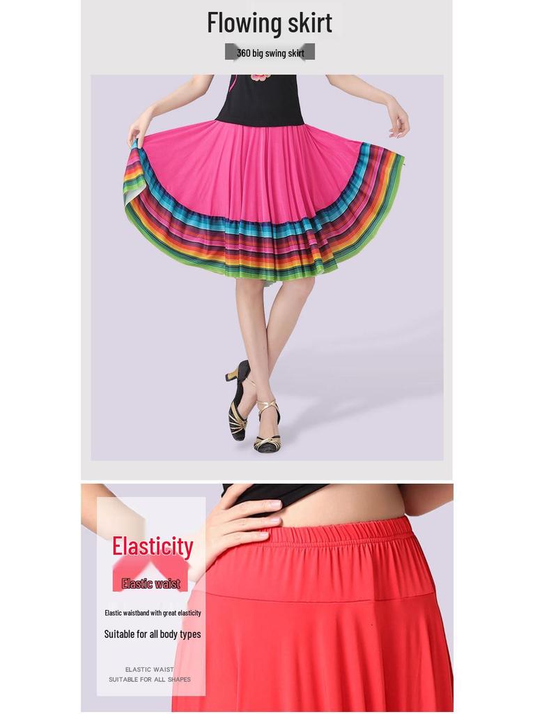 2026 Damen-Ballsaal-Tanzrock für Frauen mittleren Alters und Seniorinnen mit weitem Saum