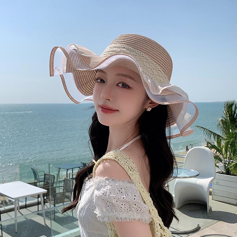 Hat Women Summer Mesh Straw Hat Internet Celebrity Beach Hat Vacation Travel Sun Hat Fashion Versatile