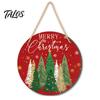 Rustic Farmhouse Ornament Wooden Christmas Welcome Sign, Animal Round Hanging Door Decor, Festive Wall Sign for Window Garden Holiday Decor