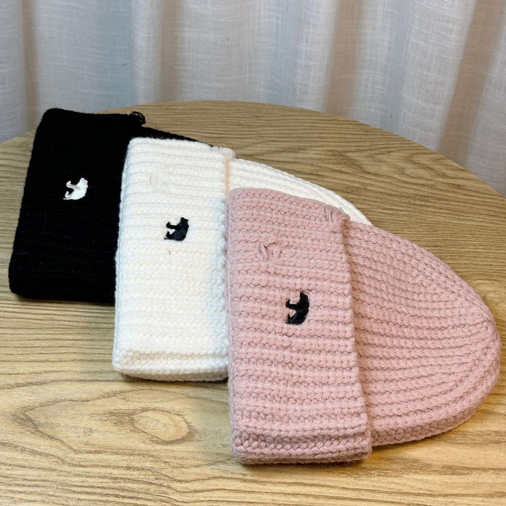 Knitted Hat for Women New Autumn and Winter Korean Version Versatile Warm Large Head Circumference Ear Protection Thickened Woolen Hat Small Face