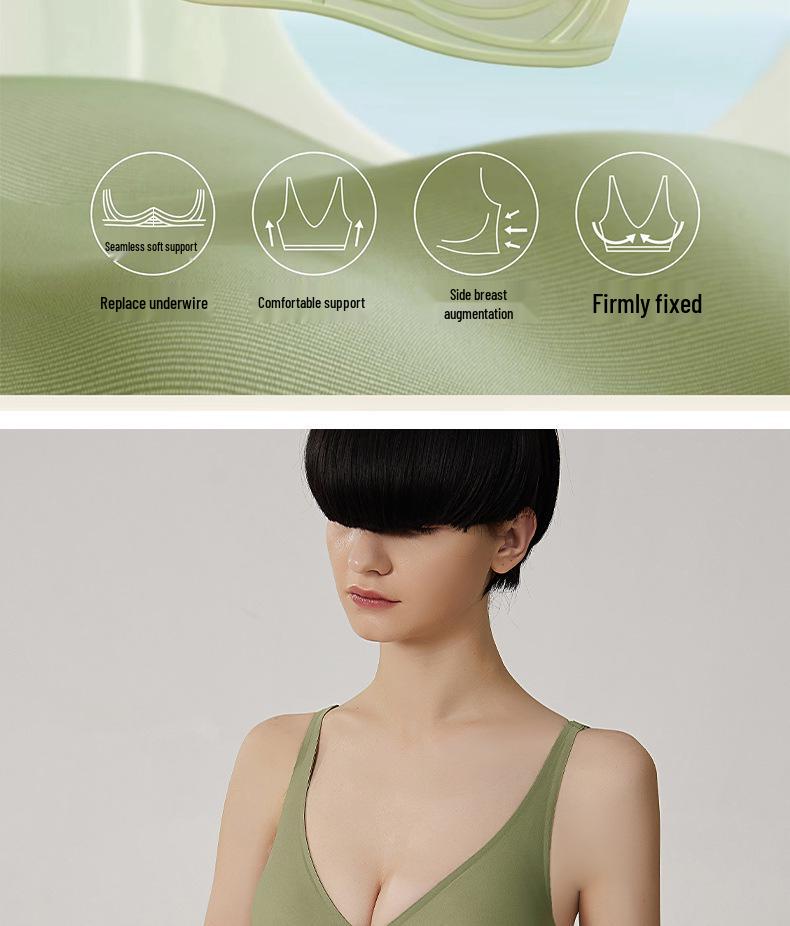 French Nude Seamless Wireless Jelly Bra Set for Women: Small Bust Push-Up, Thin, Anti-Sagging, Shaping.