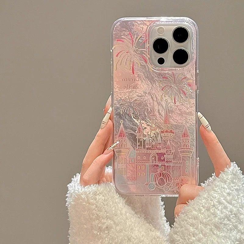 New Castle Fireworks Large Hole Suitable for Apple 16 Mobile Phone Case IPhone 15 Protective Case 14 13 12 Laser Case