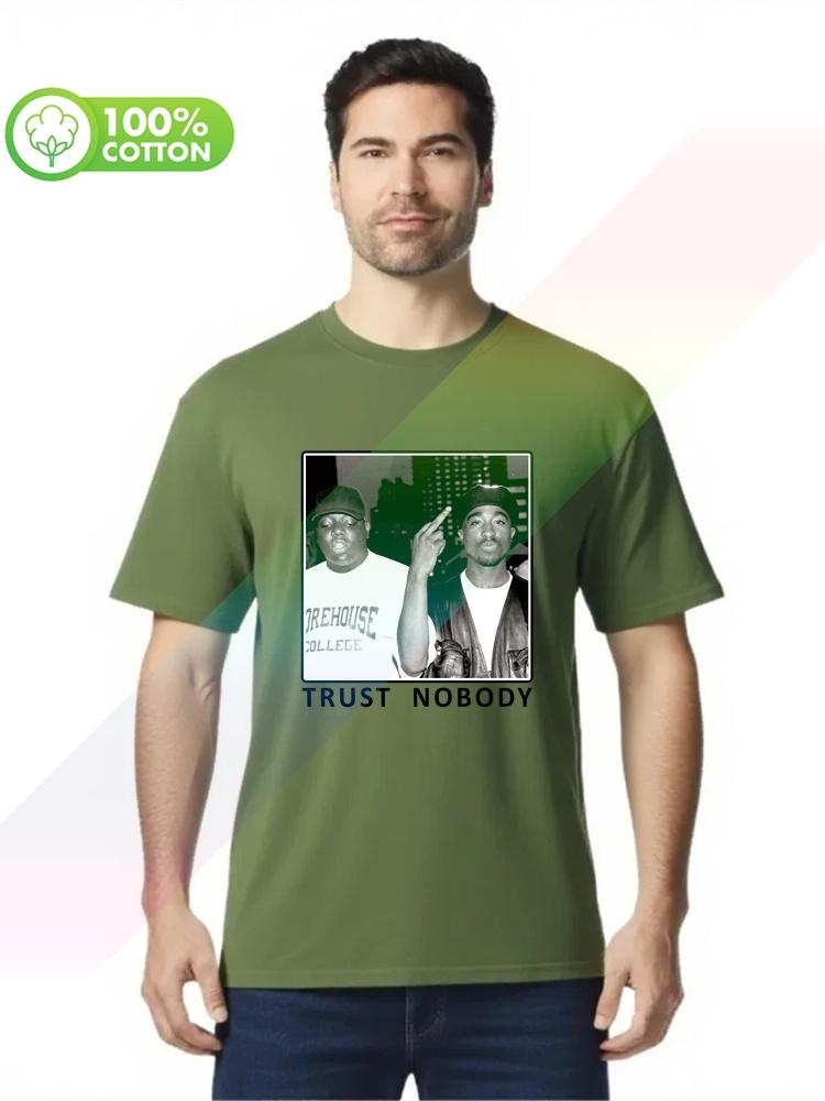 100 cotton round neck heavy weight Unisexs Tshirt TUPAC BIGGIE TRUST NOBODY Tshirt BIG 2PAC HipHop S3XL Tops Tees