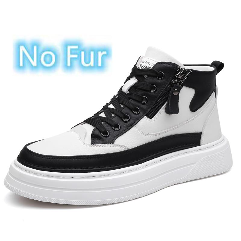 Fashion New Arrival Genuine Leather Men Snow Boots Winter Anti Slip Plush High Top Shoes Soft Warm MaleAnkle Boots Lace Up Outdoor Botas