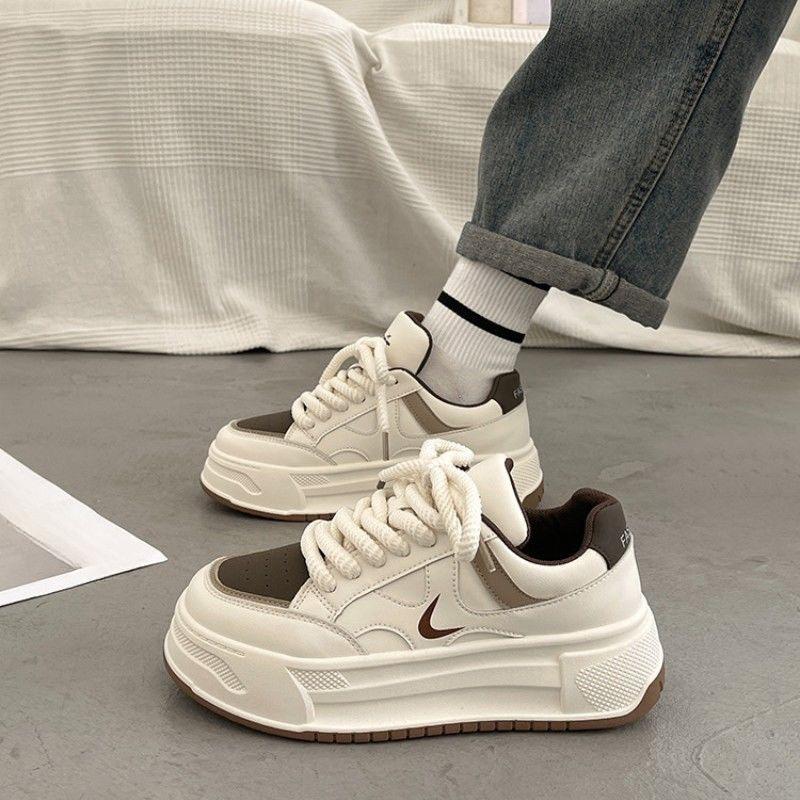 

Универсальные маленькие белые туфли для увеличения роста, женские, осенние и зимние, студенческие, с толстой подошвой, новые немецкие тренировочные повседневные спортивные туфли 40 коричневый