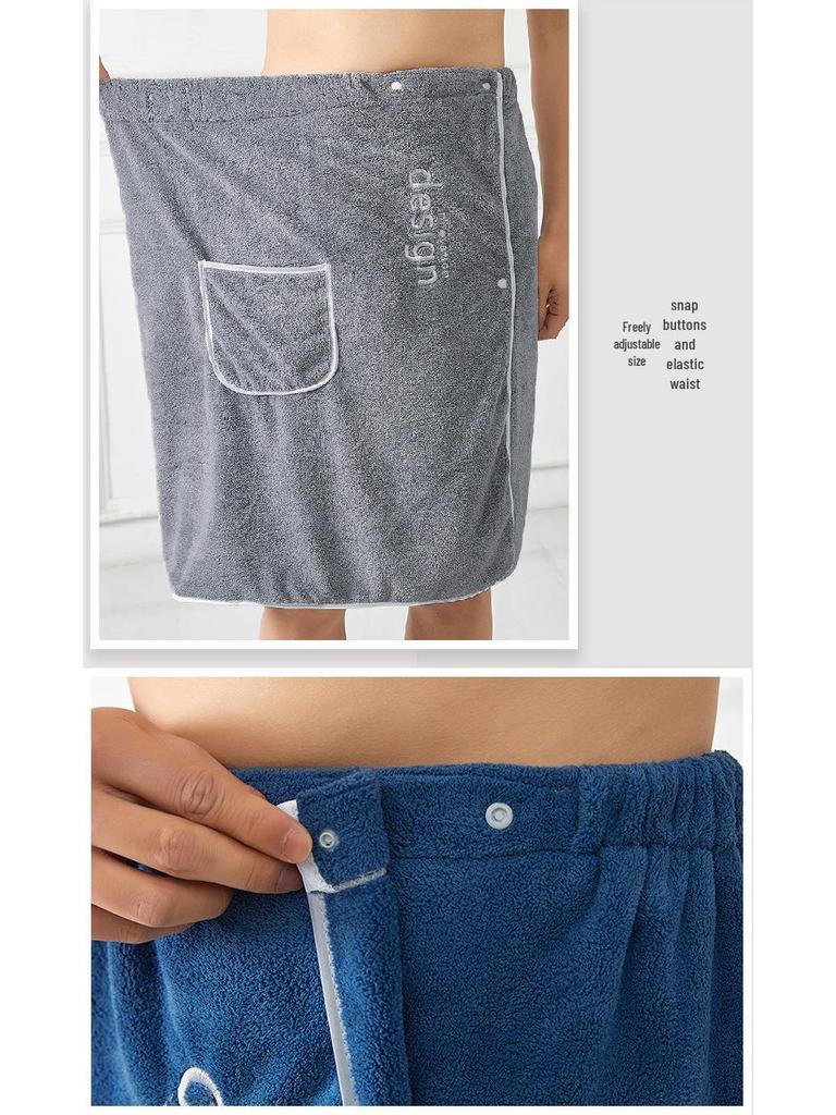 Men's Outdoor Wearable Coral Fleece Camping Bathrobe - Absorbent, Adjustable, and Comfortable for Home Use.