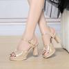 8cm Elegant Fashion Thick Bottom Platform Shoes Soft Leather Sandals 2025 Trend Block High Heels Sandals for Office Model Mom