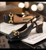 Fashion Women High Heels Sandals Fashion Back Empty Female Pumps Thick Heel Square Toe Mary Jane Shoe Plus Size 43 Zapatillas De Mujer