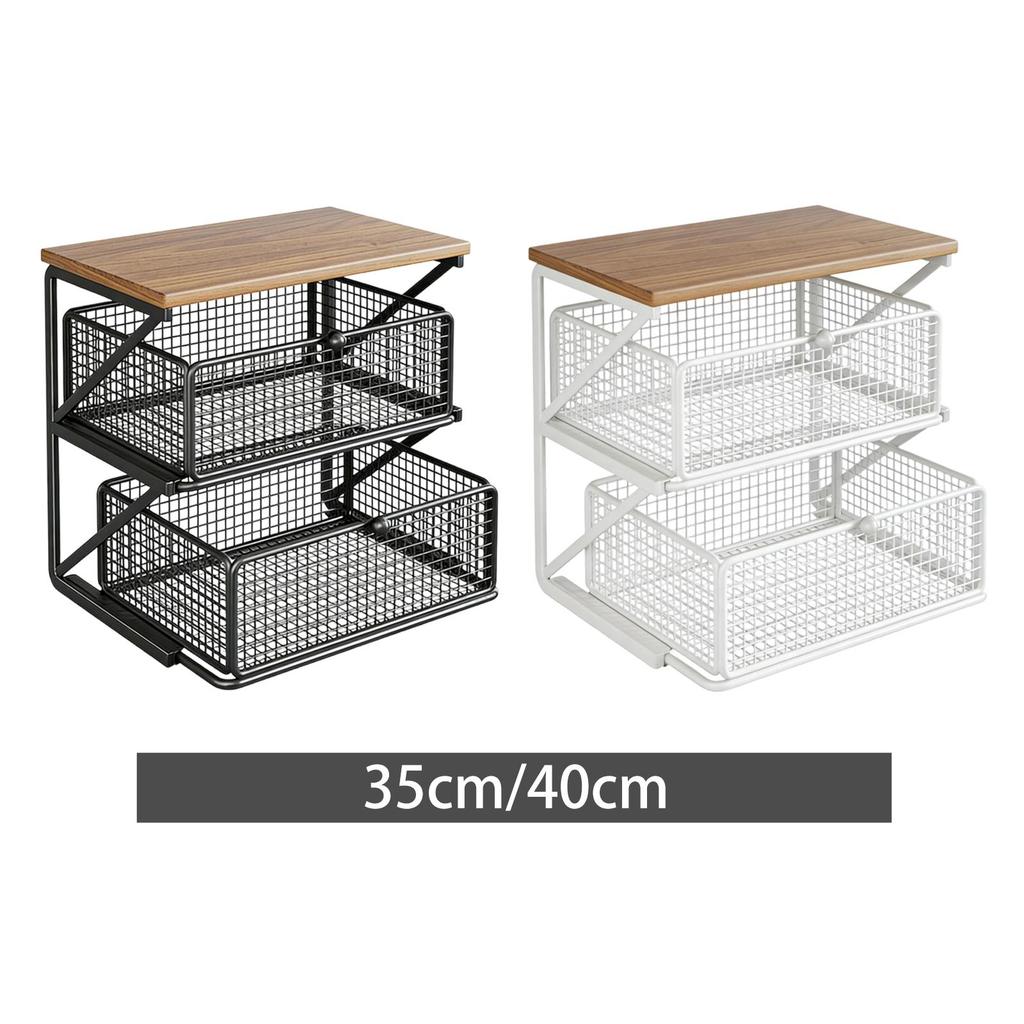Organizer for Coffee with Drawer, Double-layered, Ideal As A Kitchen Counter Or Office.