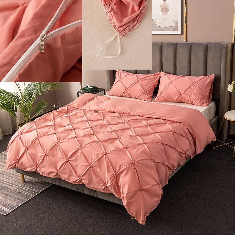 Satın alın Cover for Comforter Pure Color Pinch Pleated Duvet Cover Set