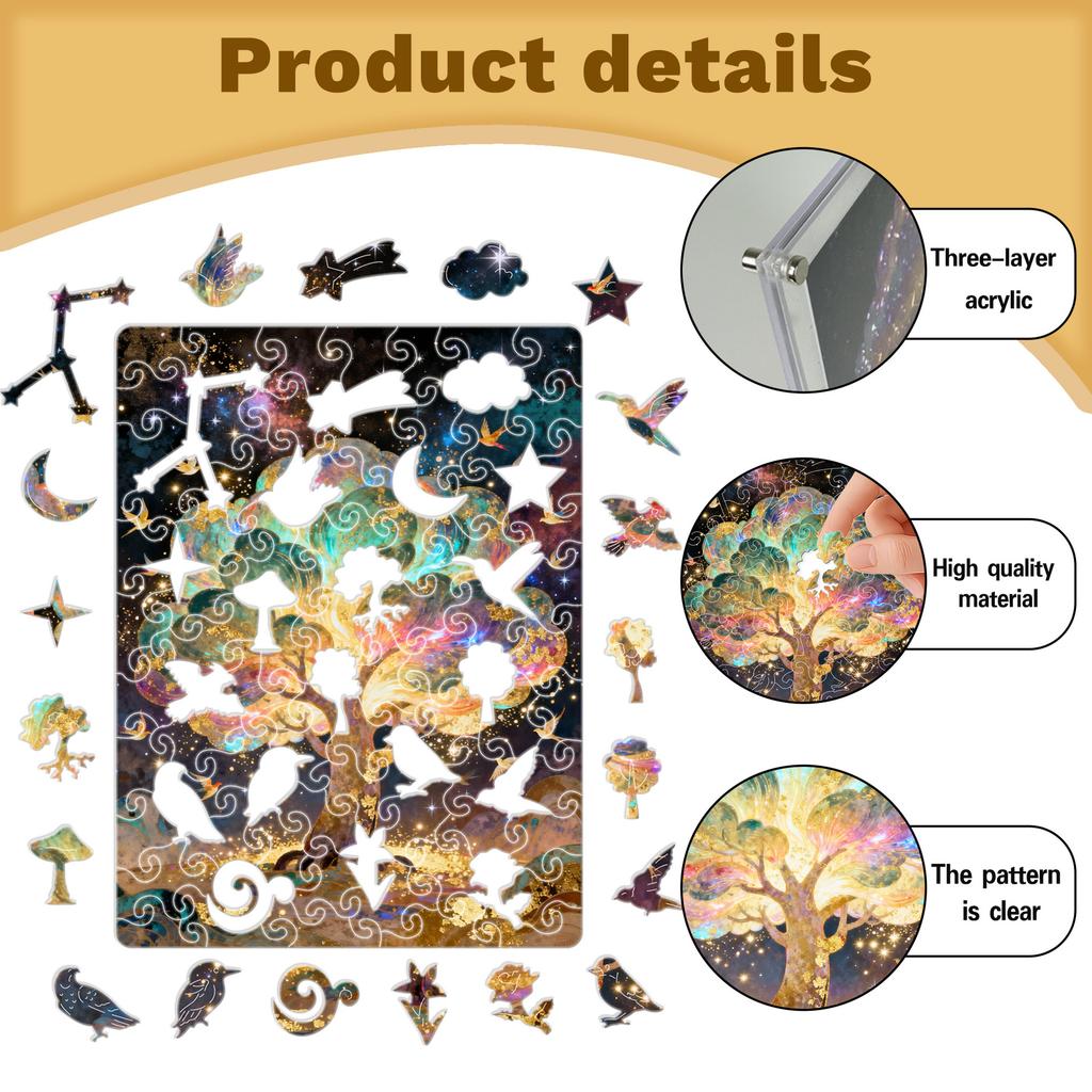 Starry Sky Fortune Tree Puzzle Decorative Ornament High-End Light Transmission Acrylic Puzzle