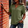 Women V Neck Short Sleeve Casual Blouse Lightweight Loose Fit Tunic Top with Roll Up Sleeve Design for Everyday Wear