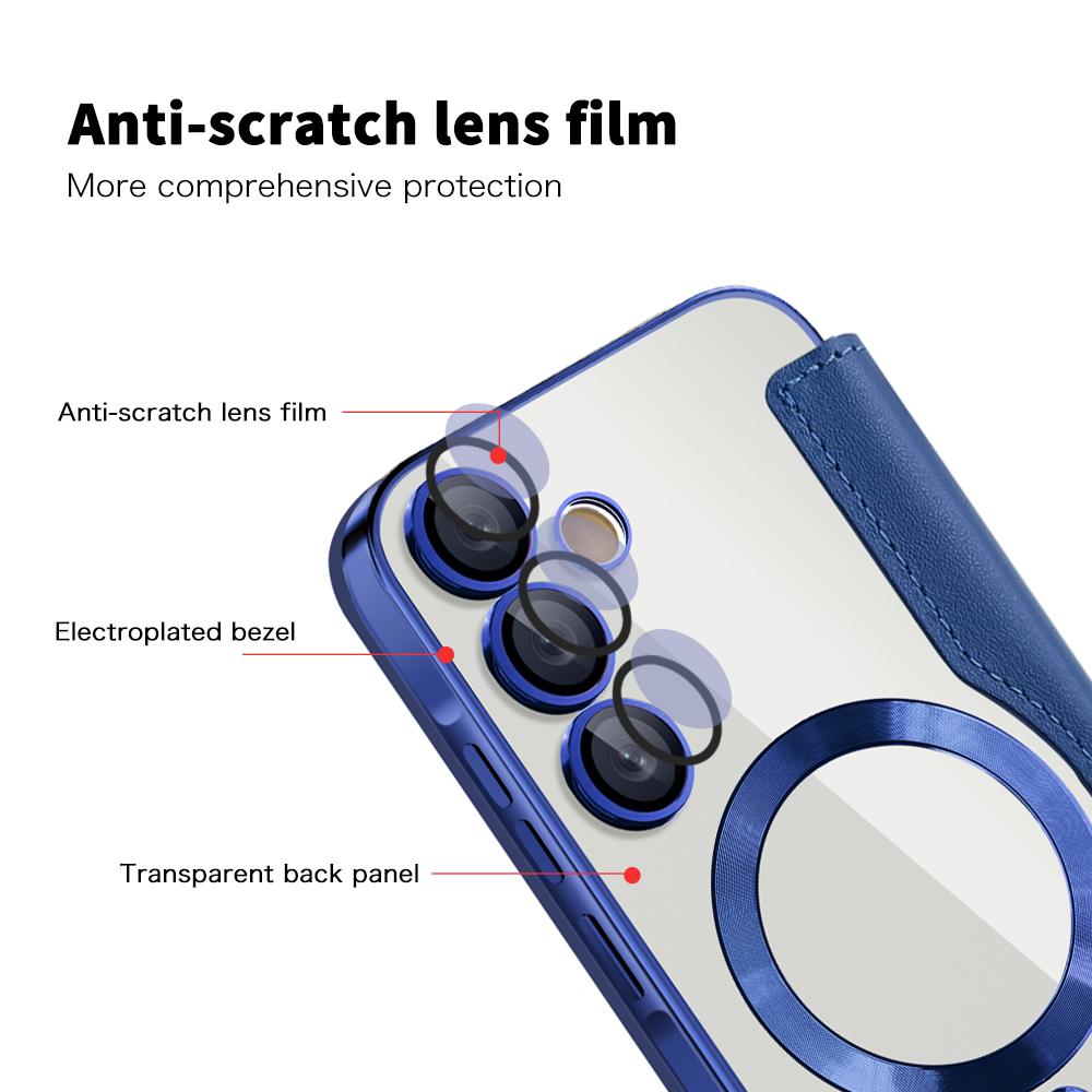 For Samsung Galaxy A55 5G Magnetic Case RFID Blocking Card Holder Leather Phone Cover