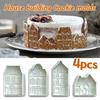 4 Piece 3D Embossed Christmas Gingerbread House Cookie Cutter Spring Press Design Cartoon Fondant Molds Green Plastic