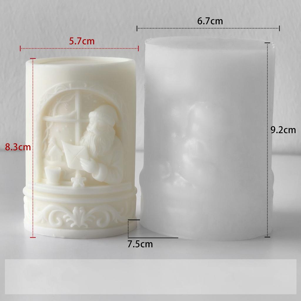 Relief Column Candle Mold Flexible Christmas Plaster Mold Santa Claus Candle Mold Heat-Resistant For Home Decor Christmas Gift