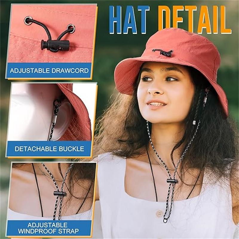 Foldable Waterproof Bucket Hat Packable Uv Protection Summer Hats Adjustable Beach Hat With Chin Strap