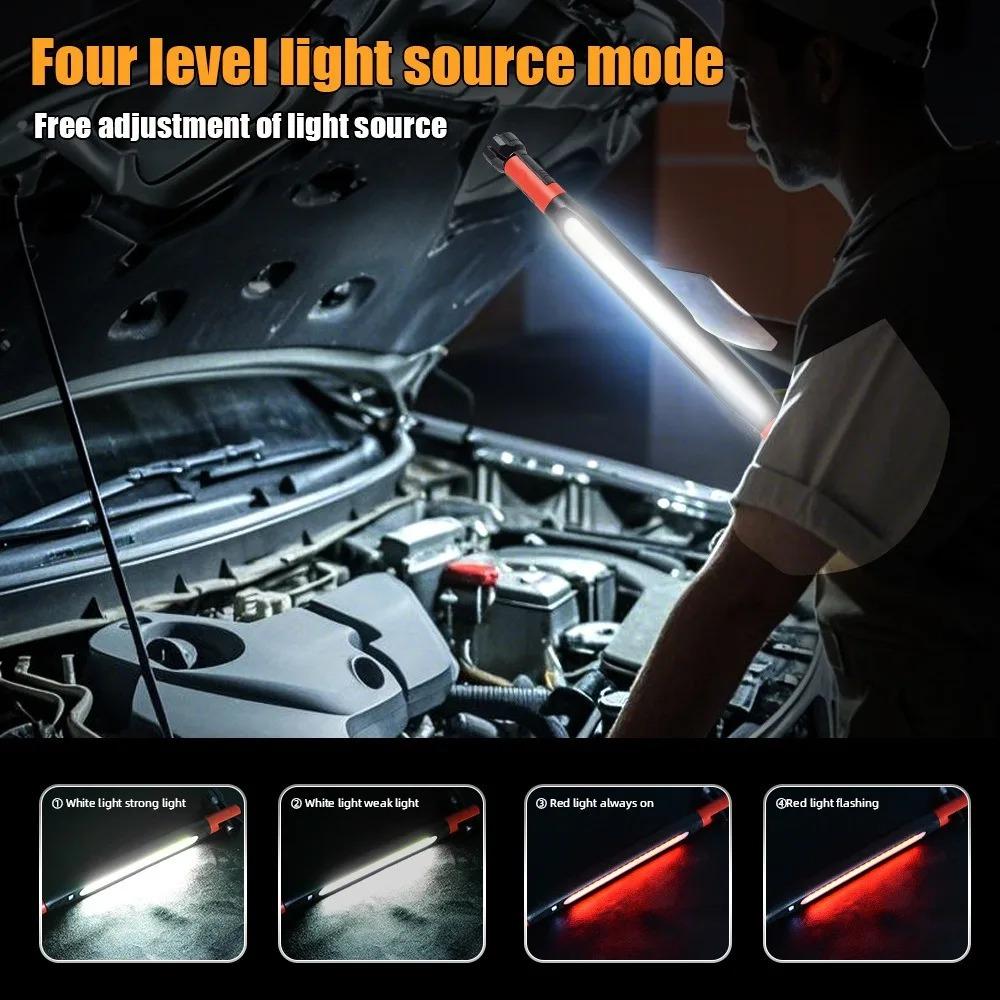 High Lumen Rechargeable LED Work Light Magnetic Flashlight with Swivel Base 360°Hook Waterproof for Car Repair Camping Emergency
