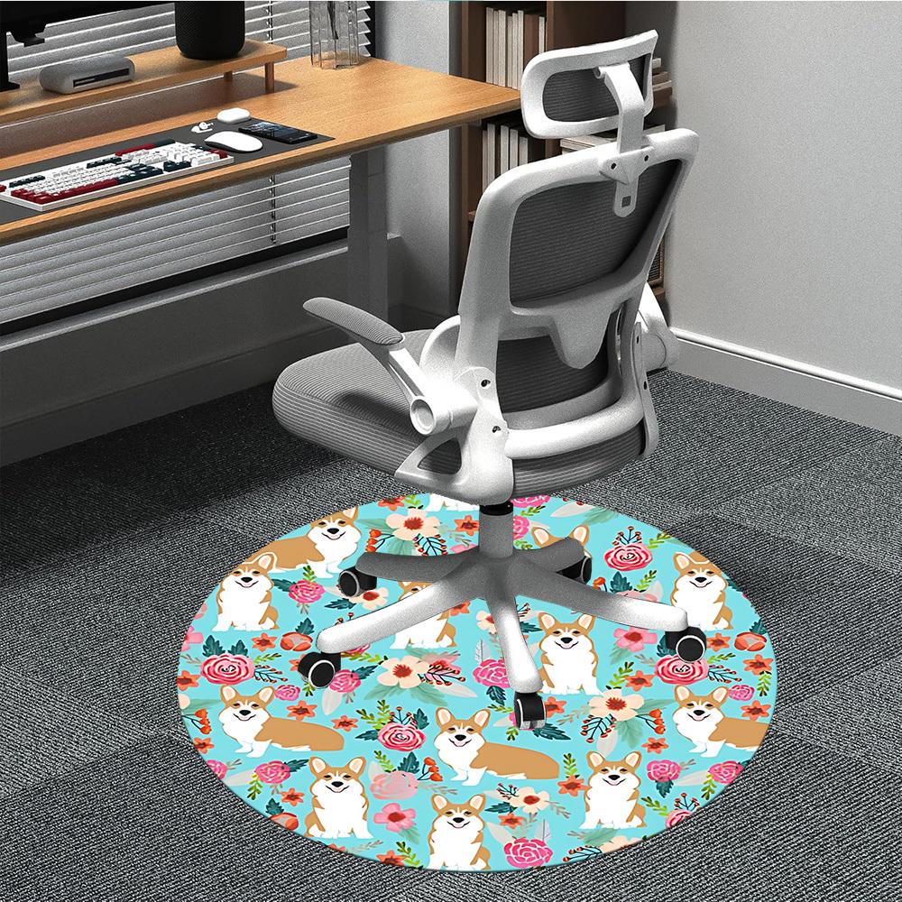 

1pc Corgi Floral Pattern Chair Carpet for Office, Soft and Durable Office Rug for Interior Decoration, Perfect for Office yy251227085 80cm by 80cm