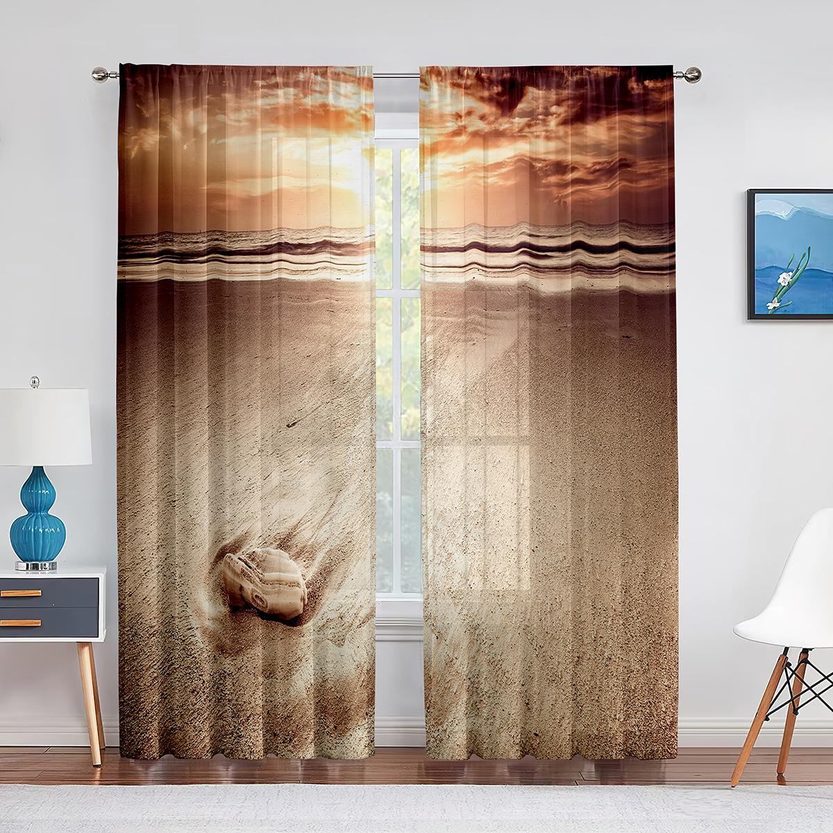 Океан Морской пейзаж Пляж Летний отдых Тема Тюль Шторы для гостиной Спальня Украшения — фото 6